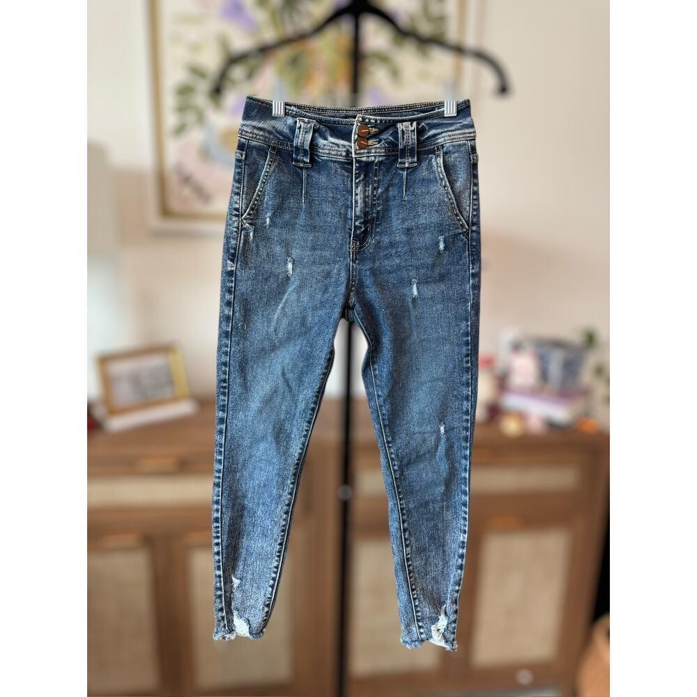 Bohme Zoie Distressed Cuff Medium Wash Skinny Jeans Size 25